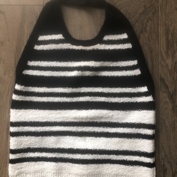 Bisou Bisou black and white striped halter top - Picture 2 of 4